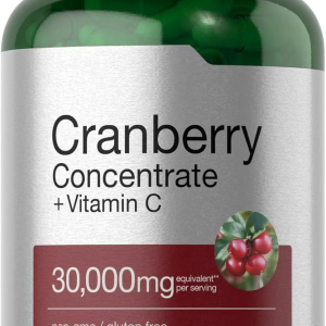 Cranberry Concentrate Extract Tablets + Vitamin C | 30,000 mg | 120 Capsules | Triple-Effect Formula | Non-GMO and Gluten-Free Supplement